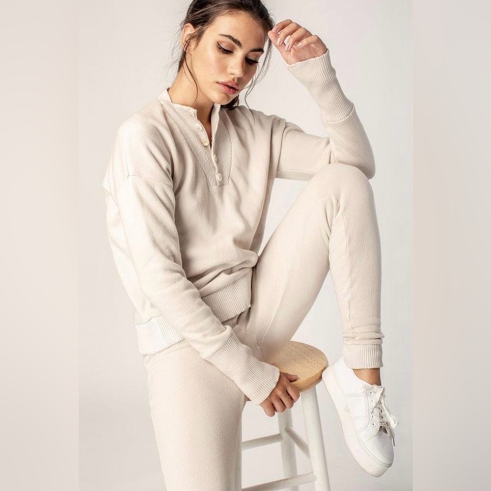 Sand Henley Cotton Two Piece Set